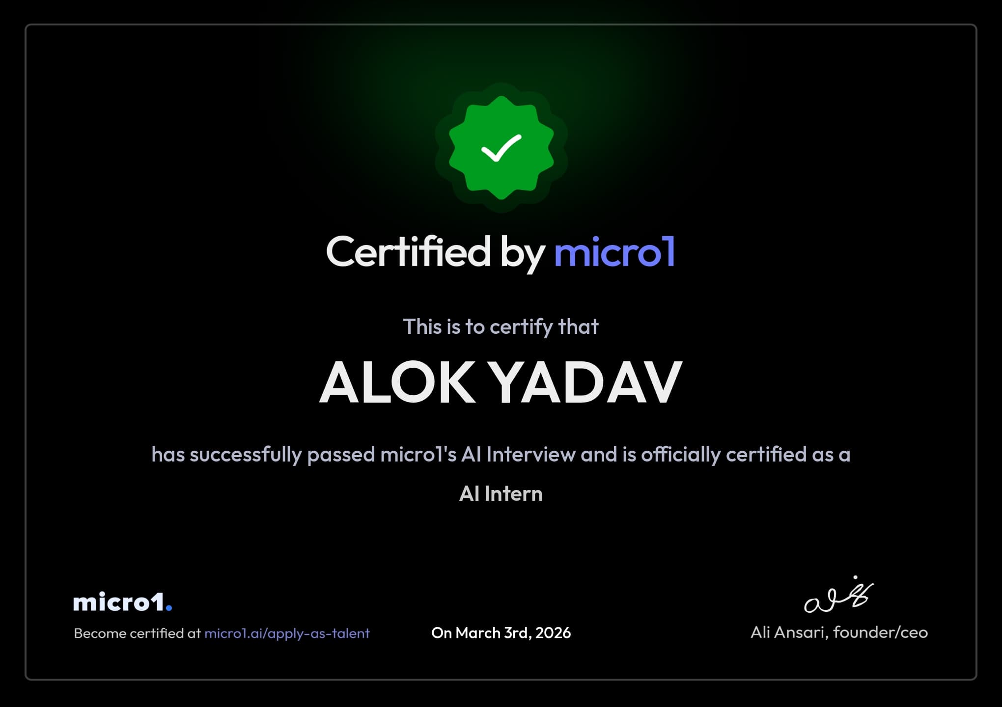 Micro1 AI Certified